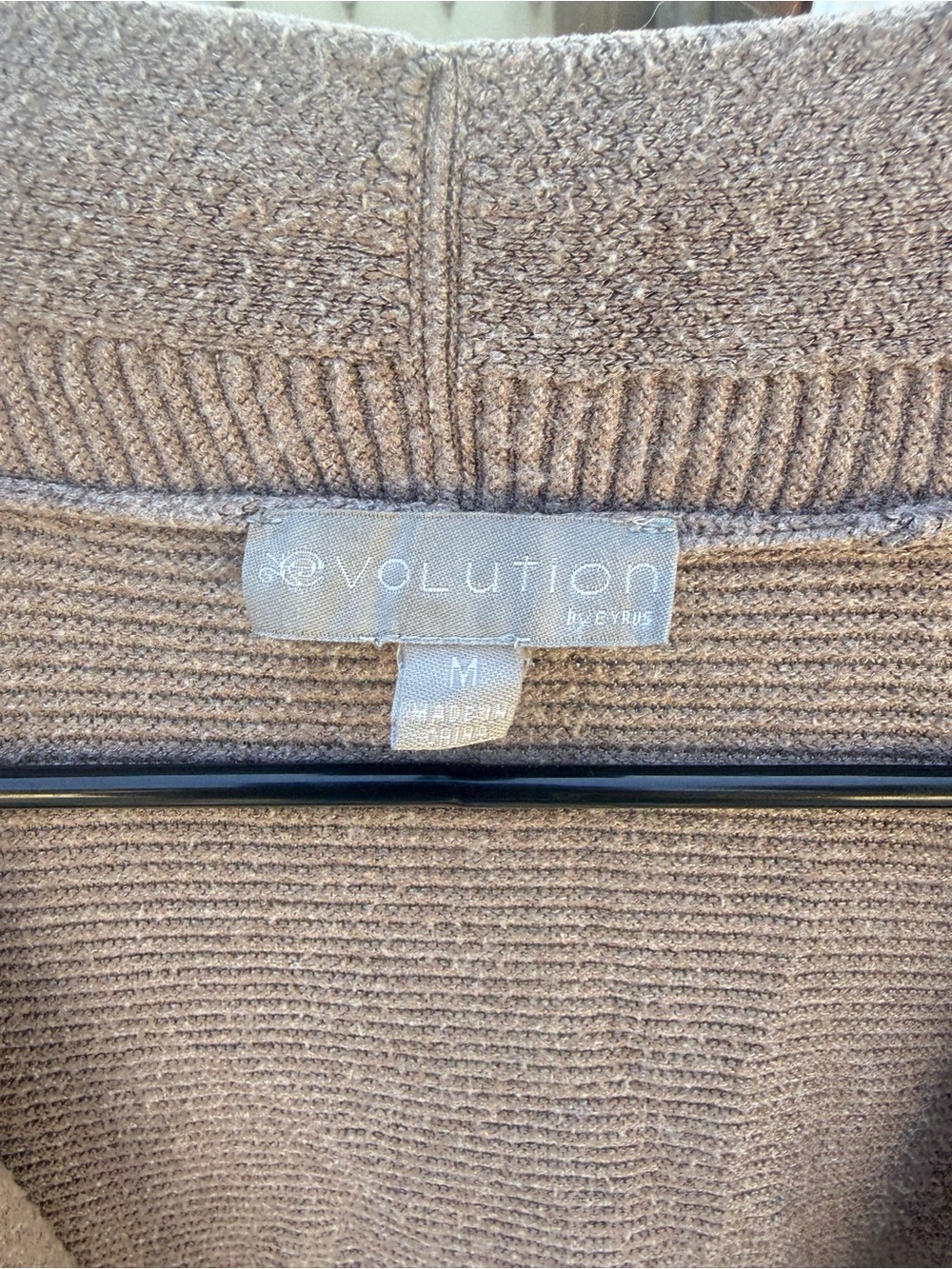 Cyrus Evolution Brown Ribbed Knit Cardigan